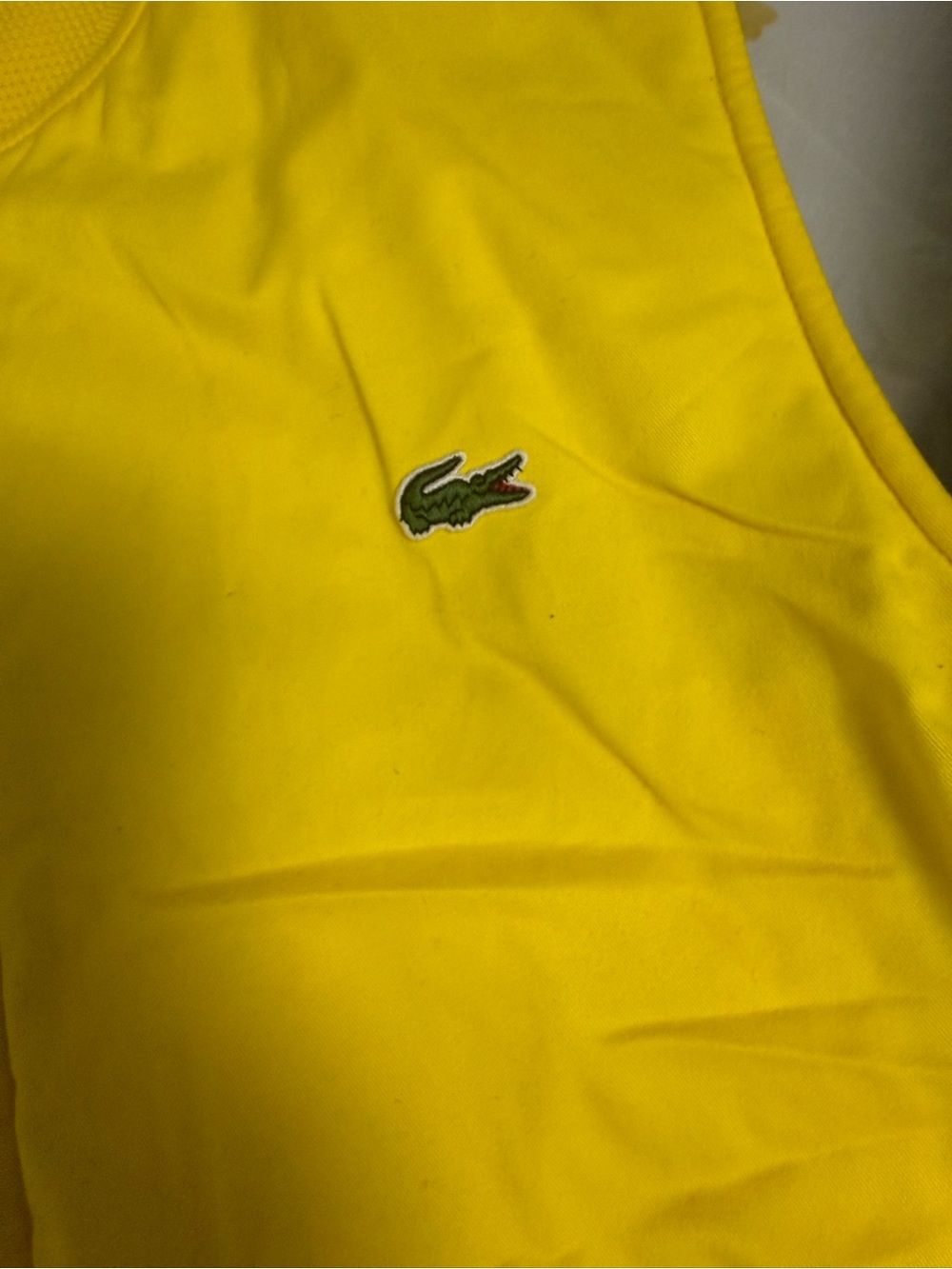 Lacoste Bright Yellow Kids Tank Top with Crocodile Logo